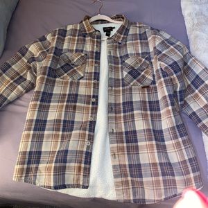 Neutral Colored fleece lined Flannel Jacket